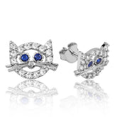 Boucles d'oreilles à tige en argent en forme de chat
